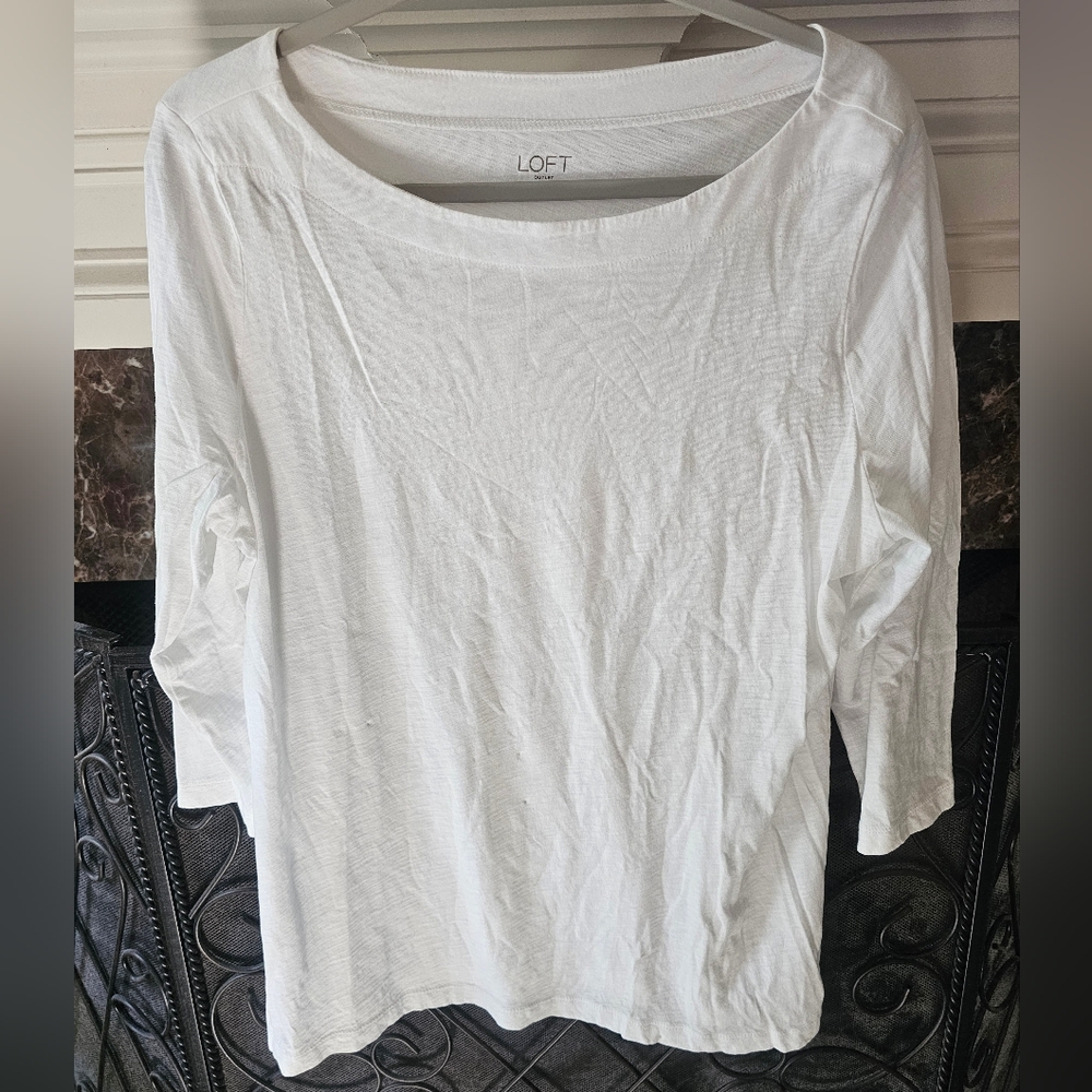White 3/4 Sleeve Tee - Loft Outlet